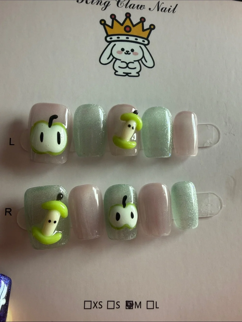 Cute Green Apple 3D Nail Set